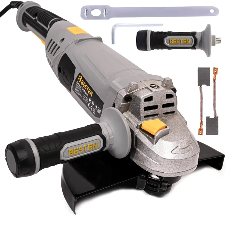Úhlová bruska 230 mm, 2400 W, Soft Start, 6 500 ot./min, otočná rukojeť, sada s příslušenstvím BESTEN BE-2930