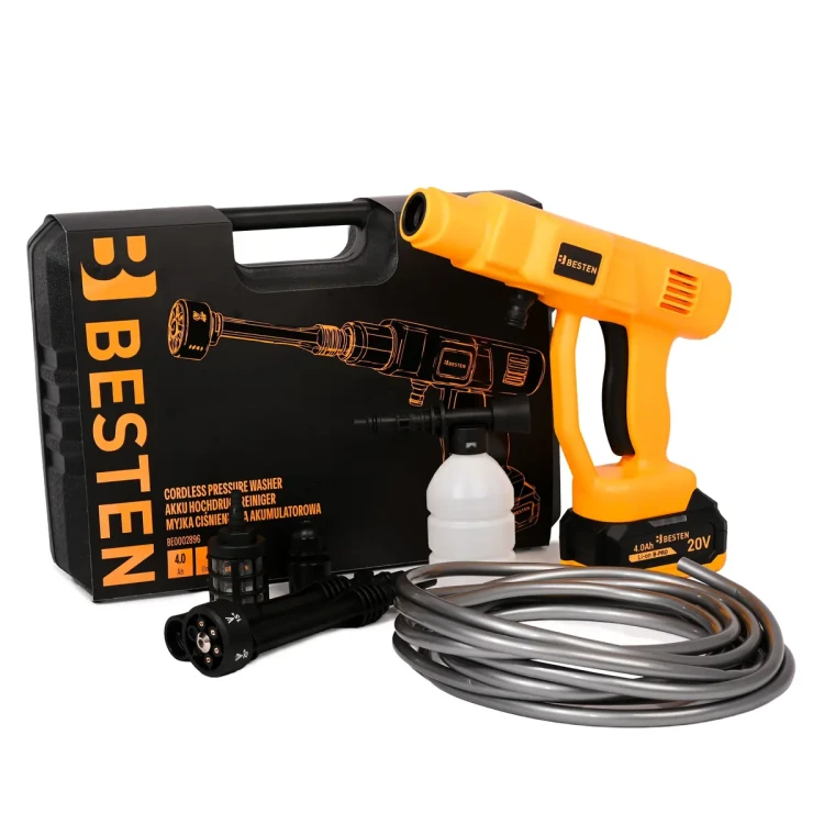 Aku tlaková myčka 20 V, 20 bar, 2× akumulátor, tryska 6v1 B-PRO BESTEN BE-2896