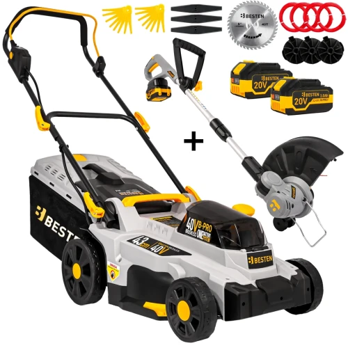 Zestaw Kosiarka akumulatorowa 43cm BE-2918 + Podkaszarka akumulatorowa BE-2870