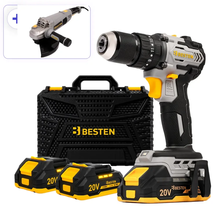 Zestaw Wkrętarka 20v 75nn Be0002885 + Szlifierka Kątowa 230mm Be0002895.webp