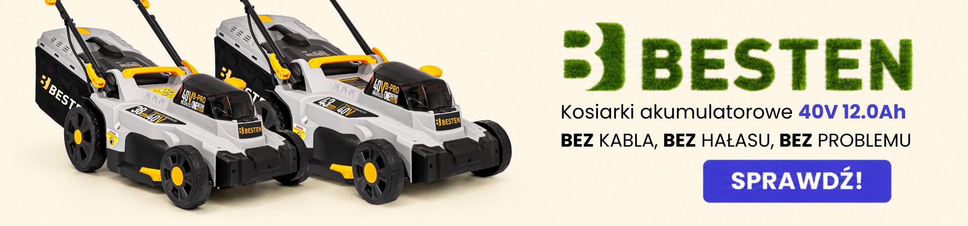 nowość wiosna 2026, B-PRO, kosiarki akumulatorowe 20V, 40V