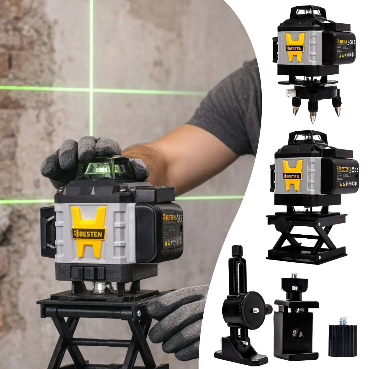 Poziomica laserowa BESTEN BE0002848 montaż ścienny