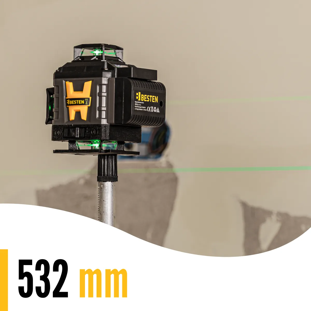 Poziomica laserowa BESTEN BE0002848 zielona wiązka 532 nm zielony laser