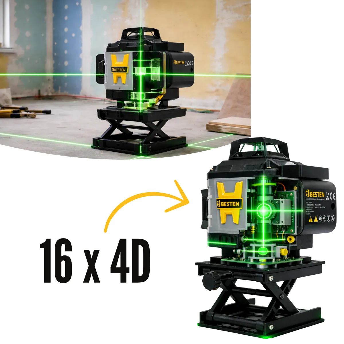 Poziomica laserowa BESTEN BE0002848 16 linii 4D
